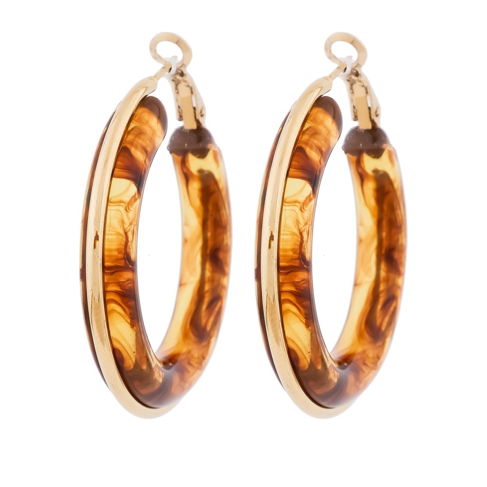 Amber Swirl Hoops - Picture 2 of 7